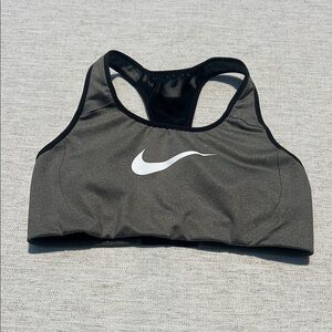 Nike Grey and Black Performance Sports Bra with Mesh Style Racerback